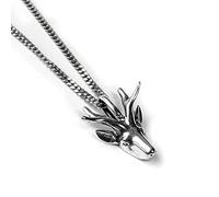 HENRYKA Classic Silver Miniature Stag Head Necklace