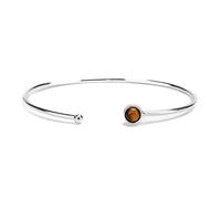 HENRYKA Cuff Bangle Bracelet in Solid 925 Sterling Silver and Tiger Eye, Simple Solo Stacking Bangle, Natural Gemstone, Birthstone Gifts