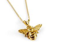 HENRYKA Cute Honey Bee Necklace in 925 Sterling Silver and 24ct Gold Plate, Insect Pendant, Bumble-Bee Gifts