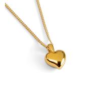 HENRYKA Gold Plated Heart Necklace | 925 Sterling Silver with 24ct Gold Plating Solid 3D Heart Pendant & 45 cm Chain | Meaningful Romantic Gift for Her | Hypoallergenic Elegant Everyday Jewellery