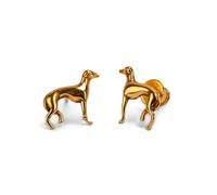 HENRYKA Greyhound Whippet Stud Earrings in 925 Sterling Silver and 24ct Gold Plate | Sighthound Earrings | Racing Dog Gifts