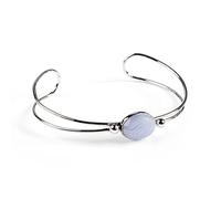 HENRYKA Handmade Bangle Bracelet Blue Lace Agate and Sterling Silver, Healing Stone Bracelet, Statement Jewellery, Blue Bracelet, Wedding gift
