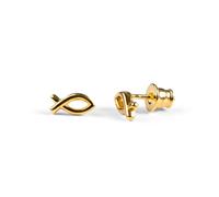 HENRYKA Ichthys Fish Stud Earrings in 925 Sterling Silver & 24ct Gold Plate | Ichthus Christian Jewellery | Gifts for Mom Girls & Women