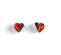 HENRYKA Miniature Heart Earrings in 925 Sterling Silver with Amethyst | 30mm x 5mm Classic Heart Stud Earring Set with Presentation Box | Great Gift for Girls & Women | Hypoallergenic Studs