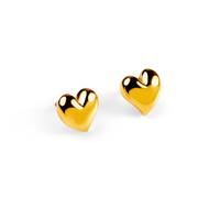 HENRYKA Miniature Heart Earrings in Gold Plated 925 Sterling Silver | 6mm x 5mm Classic Heart Stud Earring Set with Presentation Box | Great Gift for Girls & Women | Hypoallergenic Studs