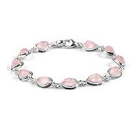 HENRYKA Rose Quartz and 925 Sterling Silver Teardrop Bracelet, Natural Gemstone, Good Luck Bracelet, Birthstone Gift, Bridesmaid Jewellery