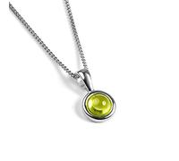 HENRYKA Round Charm Necklace | 18" Solid 925 Sterling Silver Chain & 11mm x 5mm Pendant with Natural Gemstone | Hypoallergenic Women's Jewellery with Presentation Box | Meaningful Gifts for Women