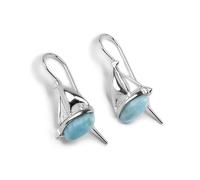 HENRYKA Sailboat Hook Dangle Earrings in 925 Sterling Silver and Larimar | Yacht Earrings | Nautical Jewelry | Sea Ocean Gifts