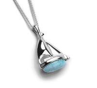HENRYKA Sailboat Yacht Necklace in 925 Sterling Silver and Larimar | Sailing Gifts | Ocean Sea-Life Jewellery