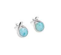 HENRYKA Sealed with A Kiss Stud Earrings in 925 Sterling Silver & Larimar 10mm x 15mm | Hypoallergenic Classic Earrings Accessory | Gifts for Wife, Girlfriend, Mum