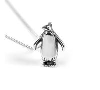 HENRYKA Solid 925 Sterling Silver Penguin Necklace - 18 inch Chain | Winter Jewellery | Boho Style Animal Gift for Girls & Women | 3-D Design