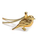 HENRYKA Solid Sterling Silver & 24ct Gold Plate Garden Bird Necklace - 18 inch Chain | 925 Sterling Silver Robin Jewellery | Boho Style Animal Gift for Girls & Women | 3-D Design