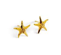 HENRYKA Starfish Stud Earrings in 925 Sterling Silver & 24ct Gold Plate 9mm x 9mm | Nautical Earrings | Boho Fashion Accessory | Gift for Mom Girls & Women
