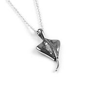 HENRYKA Sterling Silver Small Stingray Manta Ray Necklace - 18 inch Chain | Beach Nautical Jewellery | Boho Style Animal Pendant Necklace & Gift for Girls & Women