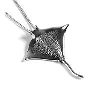 HENRYKA Sterling Silver Stingray Manta Ray Necklace - 18 inch Chain | Sterling Silver Ocean Beach Necklace | Boho Style Animal Pendant Necklace & Jewellery Gift for Girls & Women