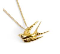 HENRYKA Swallow Necklace in 925 Sterling Silver and 24ct Gold Plate, Minimal Necklace, Swift Bird Songbird Jewellery, Bird Gifts