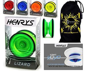 Henry's LIZARD YoYo (Red) Professional Entry Level YoYo + Tricks Teaching Booklet + Fabric Travel Bag Large Pro YoYo for Children and Adults AXYS System Axis Slider with High Speed Bearing