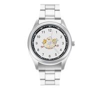 Hens and Chicken Watch for Men Metal Band Watches Business Gift Three-Hand Wrist Watch for Boyfriend Father