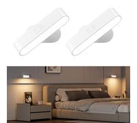 Hensam Battery Operated Wall Lights, Wireless LED Wall Sconce Set of Two, Rechargeable Wall Sconces for Living Room, 5 Colors Dimmable Wall Lamps for Bedroom, White 2 Pack
