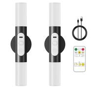 Hensam Motion Sensor Wall Lights with Remote Control, LED Rechargeable Battery Operated Wall Sconces Set of Two for Bedroom, Indoor Wireless Wall Lamps for Living Room, Hallway, Stair, Black 2 Pack