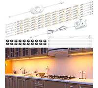 Hensam Under Cabinet Lights - 6PCS*50cm LED Strip Lights, Dimmable Counter Light for Kitchen, Shelf, Cupboard, Cabinet, Closet, 12V Adapter, Dimmer, 3000K Warm White, 180 LED, 1500 Lumen