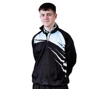 Henselite Men's 1/4 Zipped Lawn Bowling Sweatshirt. (Black & Powder Blue, XL)