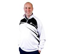 Henselite Men's 1/4 Zipped Lawn Bowling Sweatshirt. (White & Black, M)