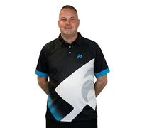 Henselite Style26 Men's Lawn Bowling Polo Shirt, Multiple Colours, Sizes S-4XL (UK, Alpha, One Size, L, Regular, Regular, Black-White-Sky)