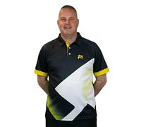 Henselite Style26 Men's Lawn Bowling Polo Shirt, Multiple Colours, Sizes S-4XL (UK, Alpha, One Size, S, Regular, Regular, Black-White-Yellow)