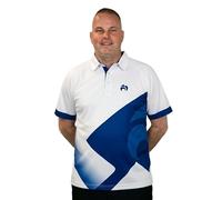 Henselite Style26 Men's Lawn Bowling Polo Shirt, Multiple Colours, Sizes S-4XL (UK, Alpha, One Size, XXL, Regular, Regular, White-Midnight Blue)