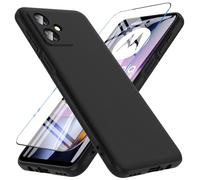 Hensinple For Motorola Moto G54 Case with HD Tempered Screen Protectors, 360 Protection Shockproof Cover [Military Grade Drop] Silicone Slim Anti-Scratch Phone Case, Black