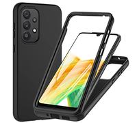 Hensinple For Samsung A33 5G Phone Case, 360° Full Body Samsung A33 Case Built-in Screen Protector Shockproof TPU Silicone Bumper Anti-Scratch Protective Cover for Samsung Galaxy A33, Black