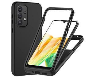 Hensinple For Samsung A33 5G Phone Case, 360° Full Body Samsung A33 Case Built-in Screen Protector Shockproof TPU Silicone Bumper Anti-Scratch Protective Cover for Samsung Galaxy A33, Black