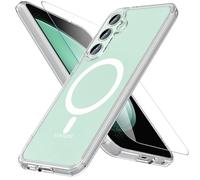 Hensinple for Samsung Galaxy S23 fe Case Clear for Magsafe, Samsung S23 fe Case with Tempered Glass Screen Protector [Military Grade Drop] Magnetic Shockproof Bumper Phone Cover for S23 fe,Transparent