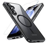 Hensinple Magnetic Case for Samsung Galaxy S24 FE Case with Tempered Glass Screen Protector, Fit for MagSafe,Non-Yellowing Clear Shockproof Back Cover Case for Samsung S24 FE,Black