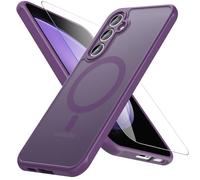 Hensinple Magnetic Case for Samsung S23 FE with Tempered Glass Screen Protector, Shockproof Military Grade Protection Bumper Cover, Violet