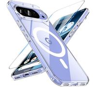 Hensinple Magnetic for Google Pixel 10 Case/Google Pixel 10 Pro Case with Tempered Glass Screen Protector, Fit for MagSafe, 360 Shockproof Anti-yellowing Clear Back Cover, Transparent