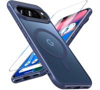 Hensinple Magnetic for Google Pixel 10 Case/Google Pixel 10 Pro Case with Tempered Glass Screen Protector, Fit for MagSafe, 360 Shockproof Matt Back Cover, Blue