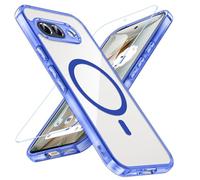 Hensinple Magnetic for Google Pixel 9A Case with Tempered Glass Screen Protector, Fit for MagSafe, 360 Military Protection Shockproof Clear Durable Back Cover Case for Pixel 9A,Blue
