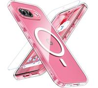 Hensinple Magnetic for Google Pixel 9A Case with Tempered Glass Screen Protector, Fit for MagSafe, 360 Military Protection Shockproof Clear Durable Back Cover Case for Pixel 9A, Transparent