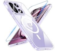 Hensinple Magnetic for OnePlus 15 Case with Screen Protector, [Compatible with MagSafe] Translucent Matte Shockproof Military Grade Drop Proof Protection Cover Phone Case for OnePlus 15 5G(Clear)