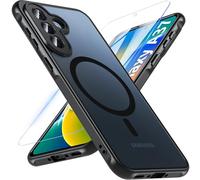 Hensinple Magnetic for Samsung Galaxy A37 5G Case with Screen Protector,A37 5G Case[Compatible with MagSafe] Translucent Matte Military Grade Protection Cover Phone Case for Galaxy A37 5G(Black)
