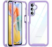 Hensinple Military Grade Shockproof Built-in Screen Protector 360° Full Body Protective Rugged Case Cover Phone Case for Samsung Galaxy A15 5G/4G (Purple)