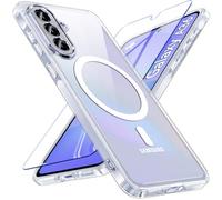 Hensinple Samsung A36 5G Case, Magnetic A36 5G Samsung Case with Screen Protector, [Anti-fingerprint] Shockproof Translucent Back Slim Samsung Galaxy A36 5G Phone Case Cover for Samsung A36 5G, Clear