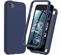 Hensinple Silicone Case for iPod Touch 7/6/5 - Shockproof Defender Cover with Built-in Screen Protector - Boys (Blue)