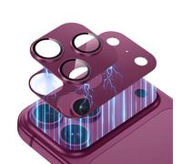Hensione for 18 Pro Camera Lens Protector,Scratch Proof,Strong Magnetic Adhesion,9H Hardness with Metal Ring Camera Cover,High Transmittance HD,Case Friendly,Dark Cherry