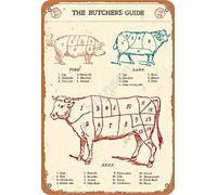 Henson The Butcher'S Guide Pork Lamb Beef vintage Tin Sign Logo 12 * 8 inches Advertising Eye-Catching Wall Decoration