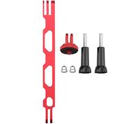 Hensych Aluminium Alloy Helmet Mount Extension Pole Stick Helmet Extension Arm Bracket Adapter Conversion Head Long Screw Set for Insta360 ONE X2/X Panoramic Camera (Red)