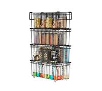 Hensych Chest Freezer Baskets, 4 Pack Stackable Kitchen Storage Boxes, Metal Storage Bins, Suitable for Easy Sorting and Retrieval of Frozen Foods