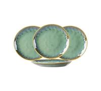 Henten Home 4-Piece Stoneware Dinnerware Set - Green Salad, Dessert, Breakfast & Cake Plates for 4 People